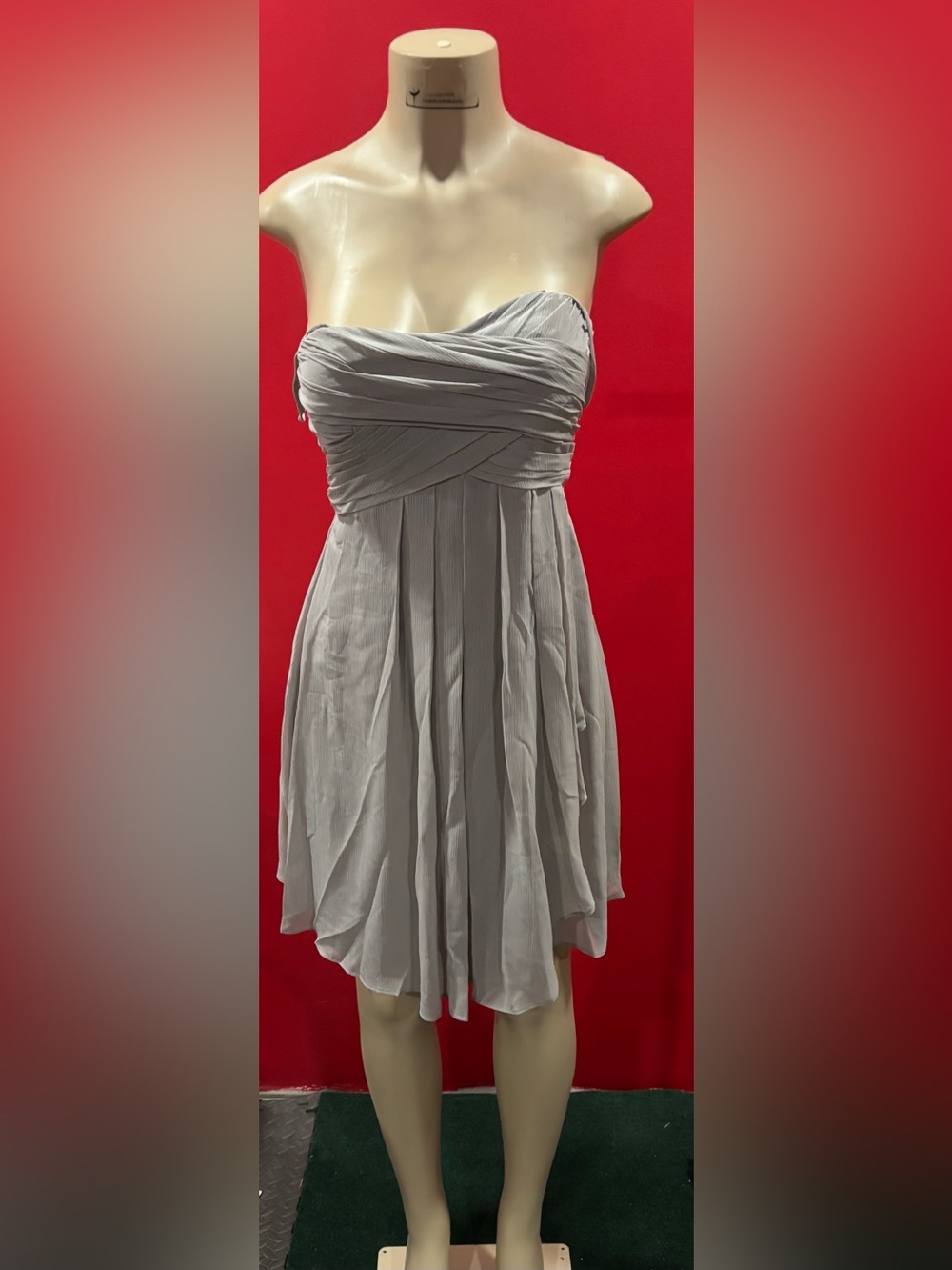 Bold Dusty Gray Pleated Double-Strap Dress(David’s Bridal)(sz 14)